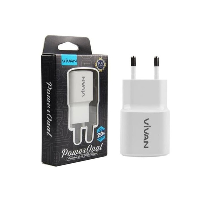 Vivan Charger Adaptor Batok Kepala Cas Fast Charging Power Oval White