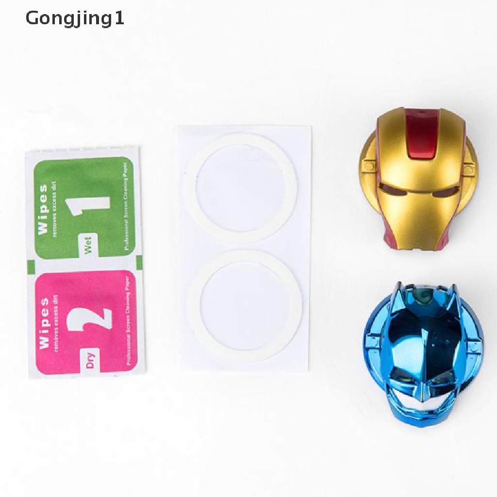 Gongjing 1pc Stiker Tombol Start Stop Iron Man Id Untuk Mesin Mobil