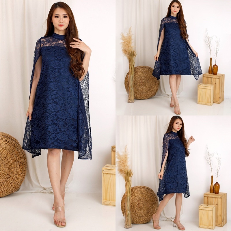 Dress Martha Brukat Cord Tulang Corneli Tebal Dres Batwing Brokat Premium