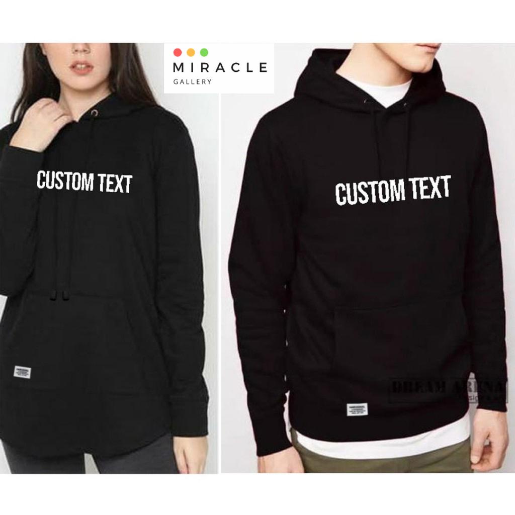 Sweater Hoodie Couple / Jaket Pasangan CUSTOM TULISAN/CUSTOM KATA/CUSTOM TEXT Bahan Fleece Premium