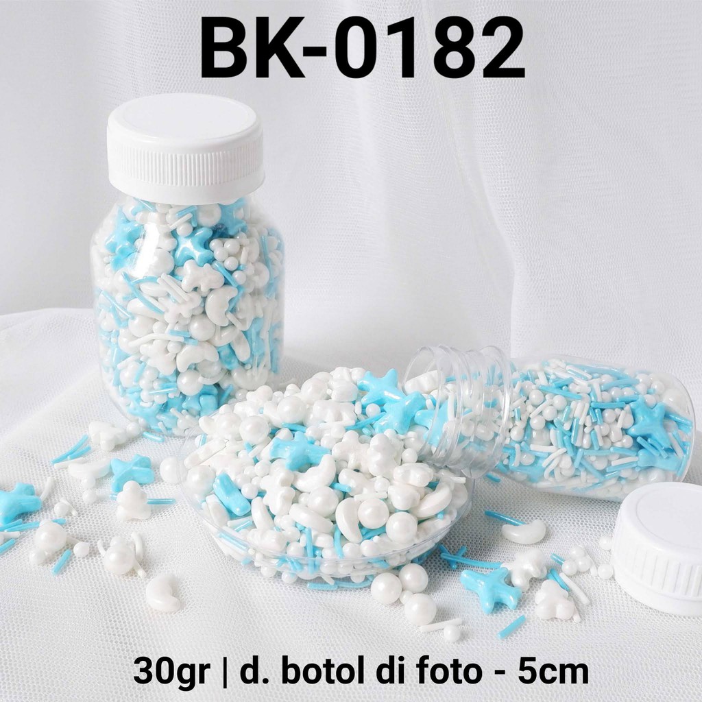 

BK-0182 Sprinkles sprinkle sprinkel 30gr 30 gram mix putih biru muda yamama baking grosir murah sprinkles cake dekorasi mutiara trimit decoration story sprinklestory sprinklesstory sprinkle story yamama baking