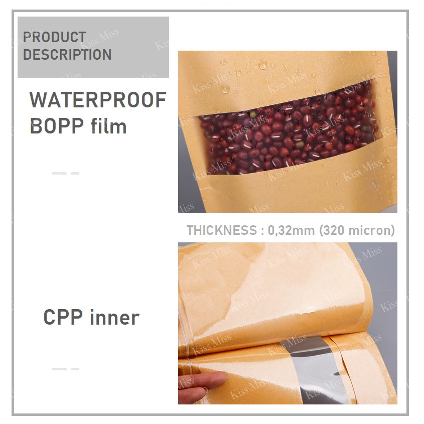 FROSTED KRAFT - 18x26cm - STANDING POUCH Ziplock - WATERPRROF - Kemasan Keripik - Snack - Biji