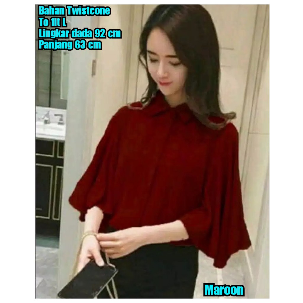 QFS BLOUSE GITA / FIT TO L / NAVY / PUTIH / MAROON / CREAM