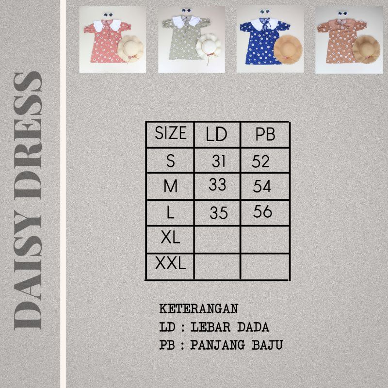 DAISY DRESS - Baju Setelan bunga motif kekinian Anak Bayi Baby Kids Cewek Perempuan syakila Lucu Murah 1 2 3 4-2
