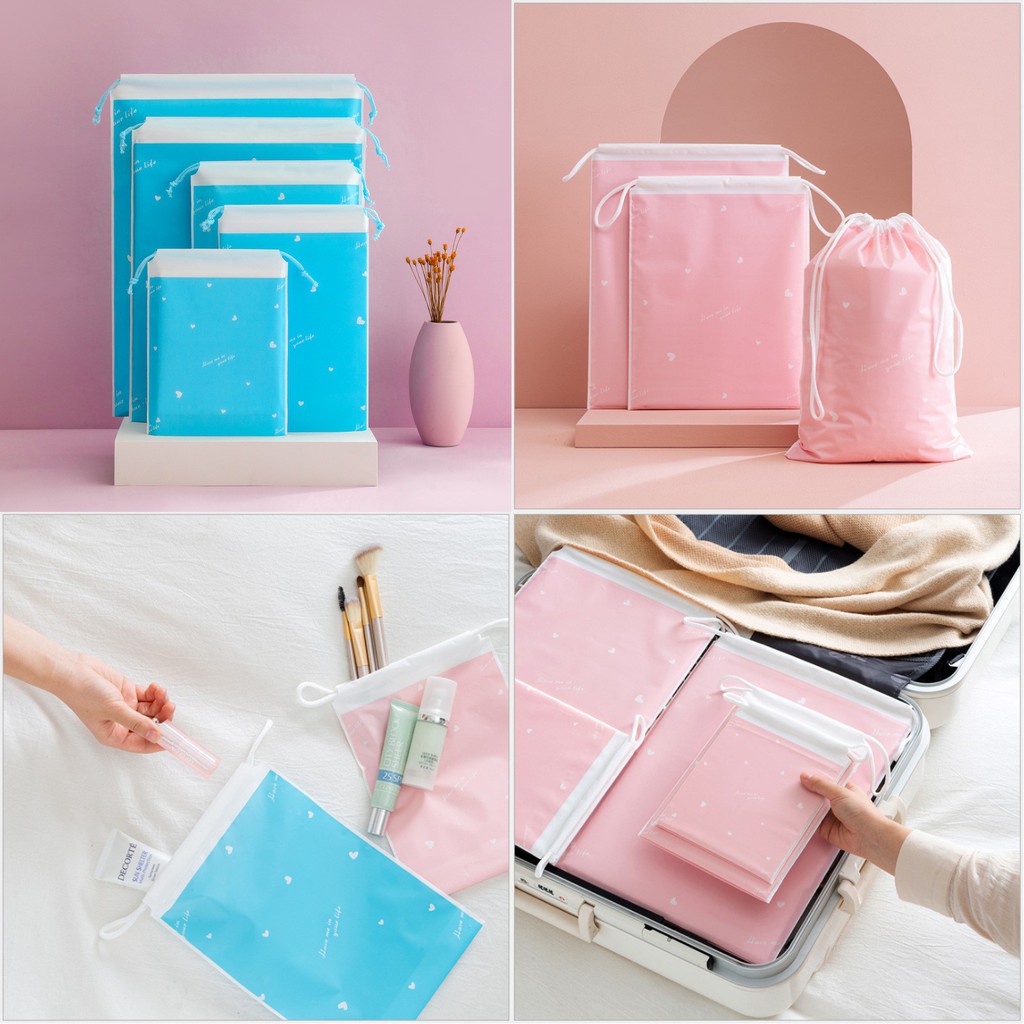 ~ PIYOSHI08 ~ Pouch Serut Serbaguna Organizer Travel Bag Murah Warna Pastel AF89