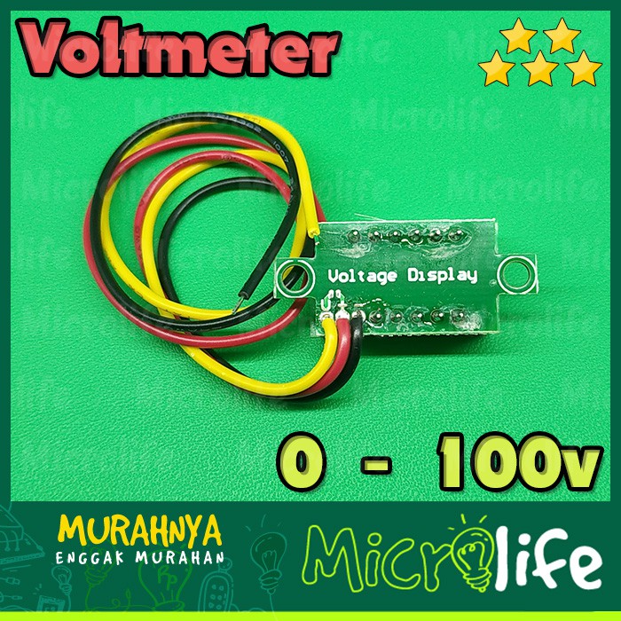 VOLTMETER DIGITAL 0-100v 3 WIRES 0.36 INCH MERAH