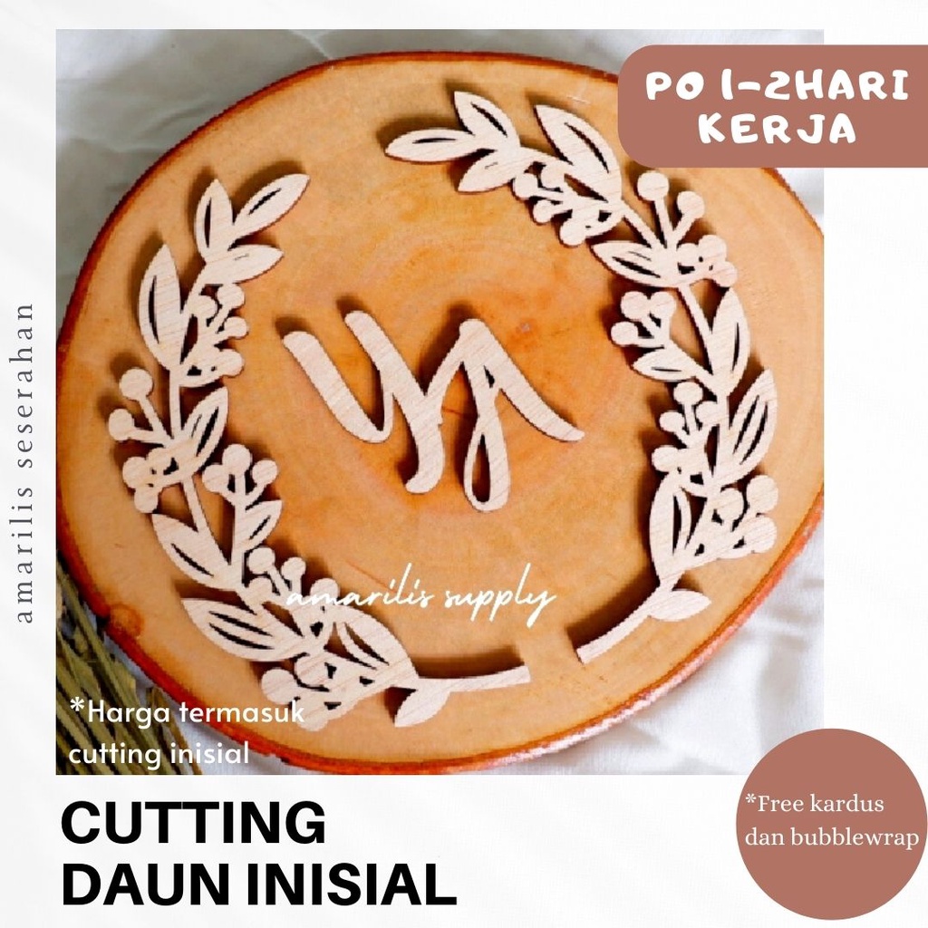 

46. Cutting Daun Inisial type 1 untuk mahar, diy, scrapbook bahan Plywood