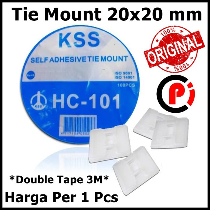 Original KSS Tie Mount Self Adhesive 3M Ukuran 20x20 mm HC101 Per 1Pcs