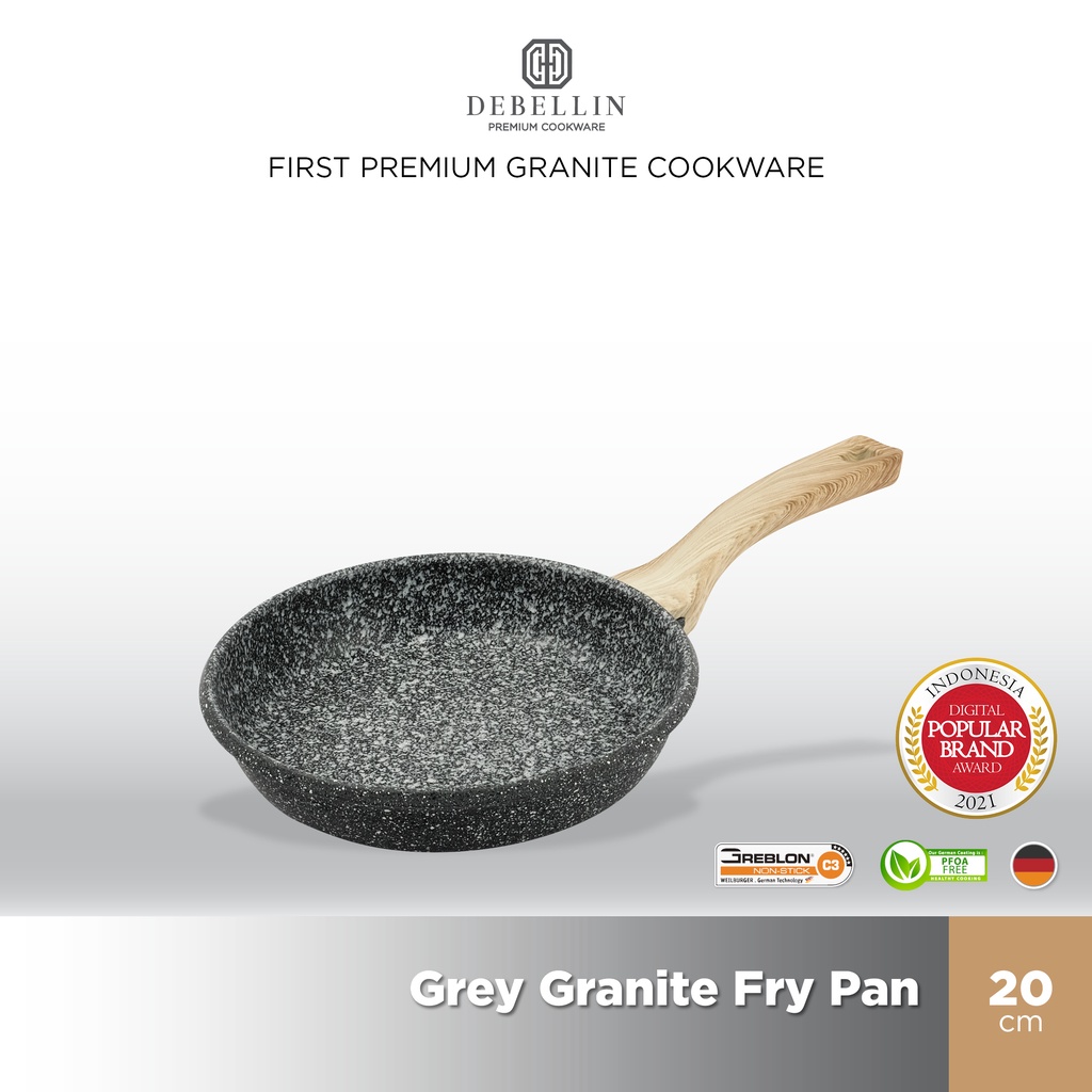 Debellin Fry Pan 20 cm - Grey Granite Cookware Series atau Penggorengan Anti Lengket Premium