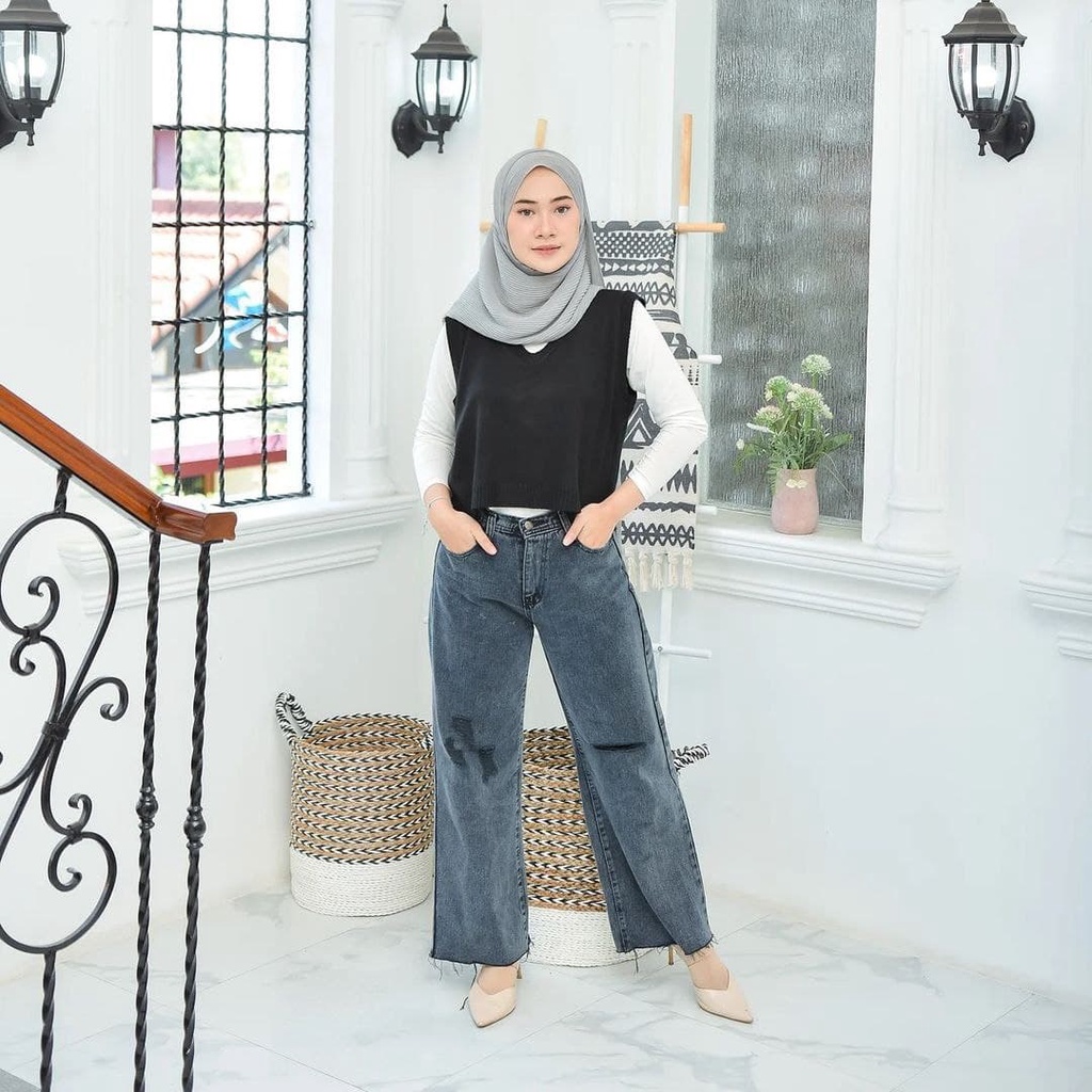 Nara Grosir - Natha Crop Vest | Fashion Terkini | Sweater Termurah