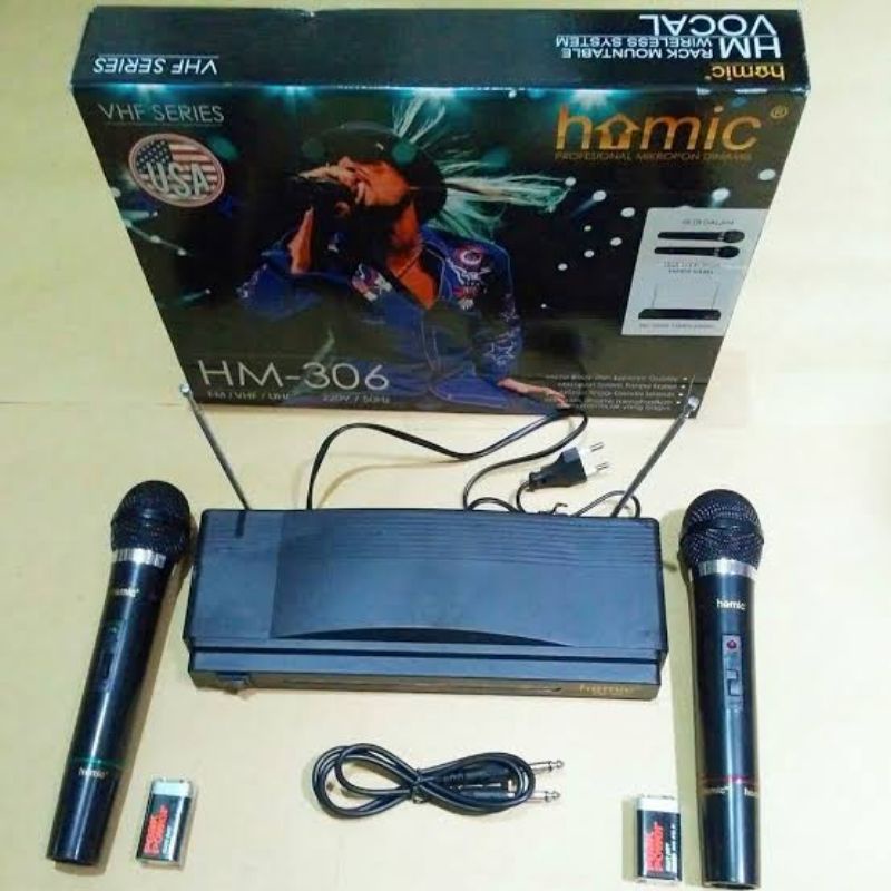 Homic Microphone Mic Double Wireless + Receiver HM 306