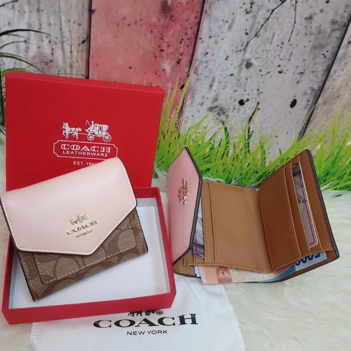 QK9E dompet coach lipat mini,dompet coach small in colourbox .