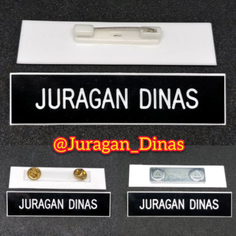 NAMETAG PAPAN NAMA DADA PNS PDH BHAYANGKARI NYONYA PERSIT ACRYLIC GRAFIR PENITI MAGNET PAKU JAMBU