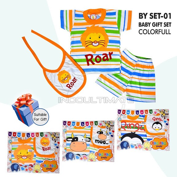 Kado Baju bayi Set BY SET-01 Kaos Bayi + Celana Bayi + Slaber Bayi Perlengkapan bayi baru lahir