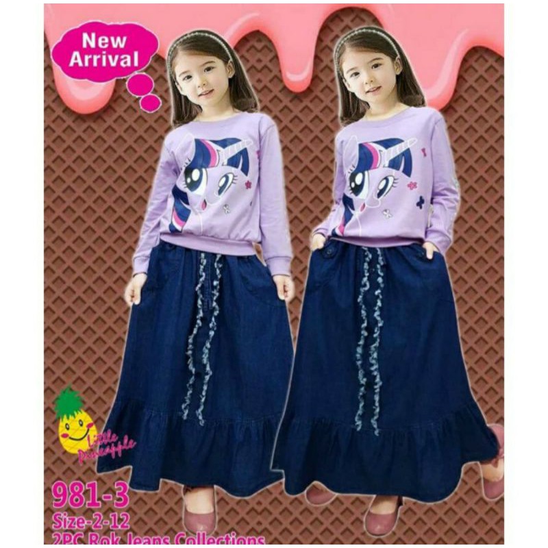 Baju Setelan Anak Perempuan Little Pony Ungu 2-7 Tahun