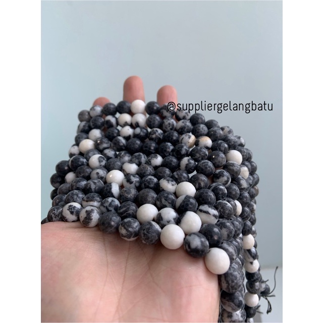 batu dalmantion agate DOFF CUTTING 10mm bahan aksesoris gelang kalung