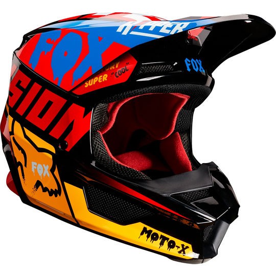 HELMET MOTOR FOX YM YOUTH V1 CZAR BLACK/YELLOW 49-50cm Untuk anak-anak