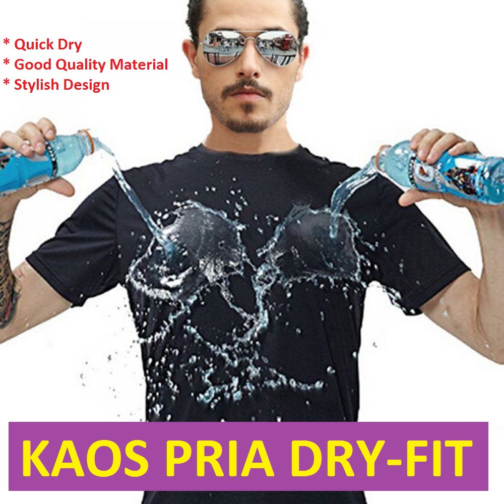 KAOS DRY FIT / Kaos Katun Pria Anti-Dirty Waterproof Quick Dry Short Sleeve / Kaos Pria Anti Air