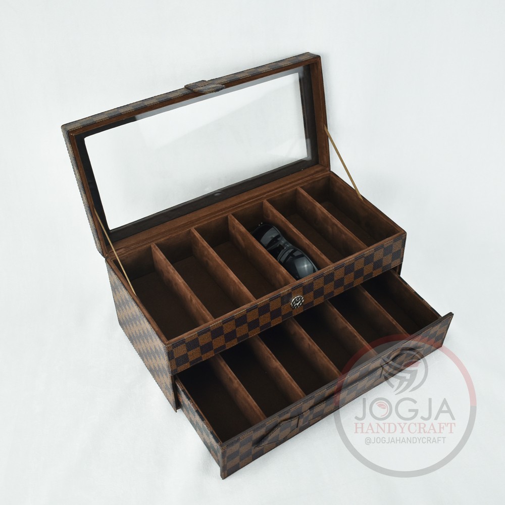 Sun Glasses Box Organizer | Kotak Tempat Kacamata Isi 12 Motif Kotak-kotak