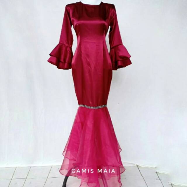 Dress MAIA Satin Baby Bayi Anak Remaja Couple Ibu Mix Organza Size 1bln-Dewasa