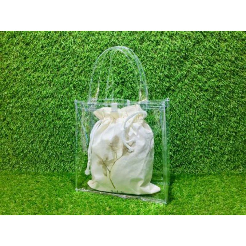 totebag transparan,tas mika full polos,tas transparan,tas mika sablon,tempat boneka,totebag