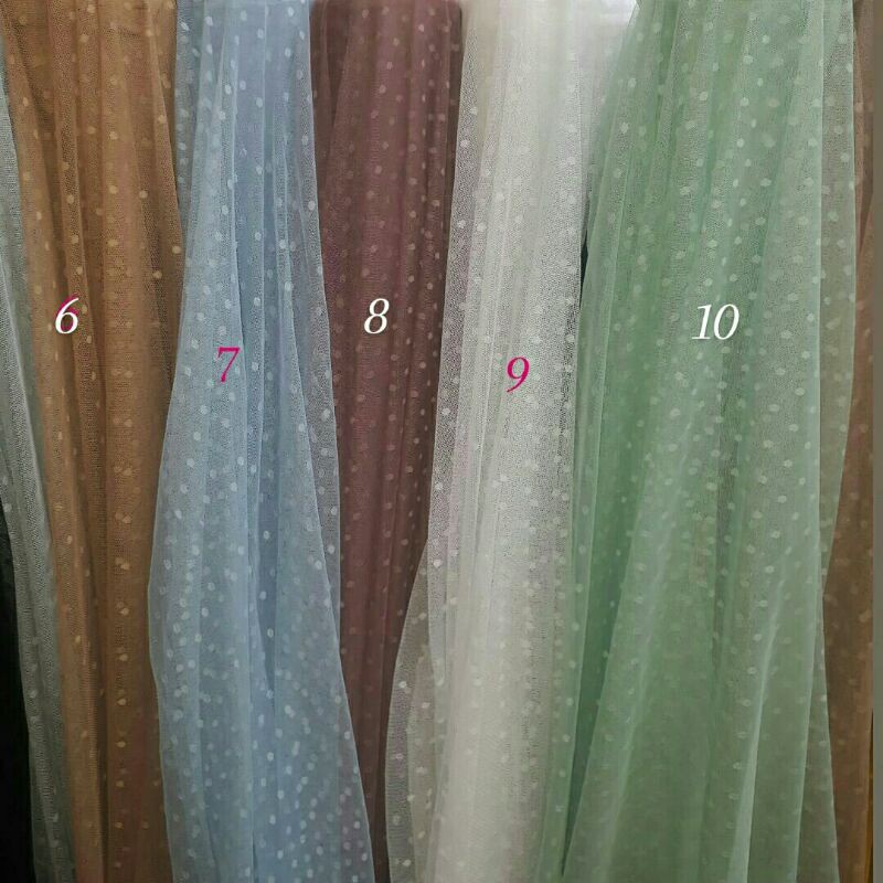 Bahan tike polkadot/Tile dot/Bahan tulle/Kain tile