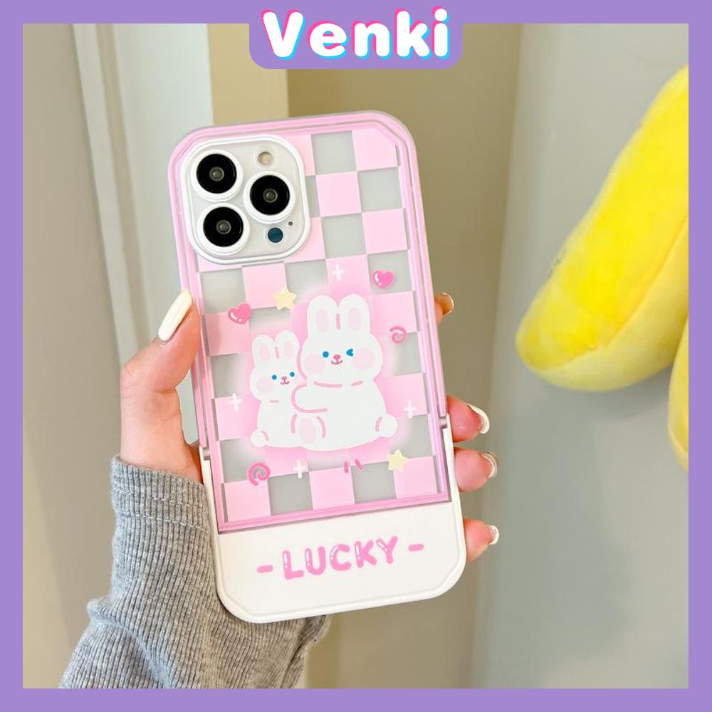 iPhone Case Acrylic Invisible Folding Stand Silicone Soft Case Shockproof Camera Cover Rabbit Cute Cartoon Compatible For iPhone 11 Pro Max 13 Pro Max 12 Pro Max 7Plus xr XS Max