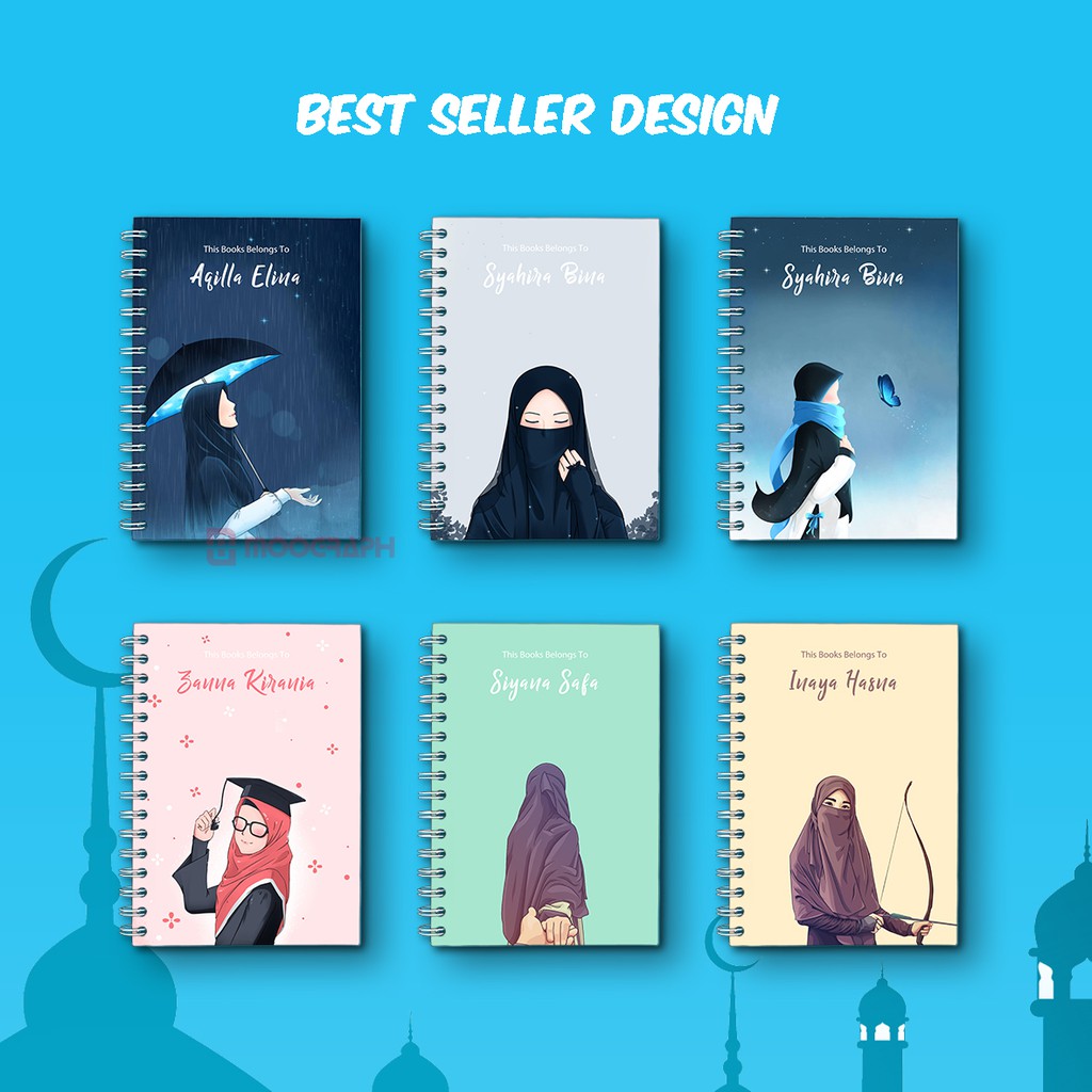 Notebook Custom Muslimah / Hijab / Jilbab / Cadar / Hadiah / Notes / Agenda / Binder / Buku