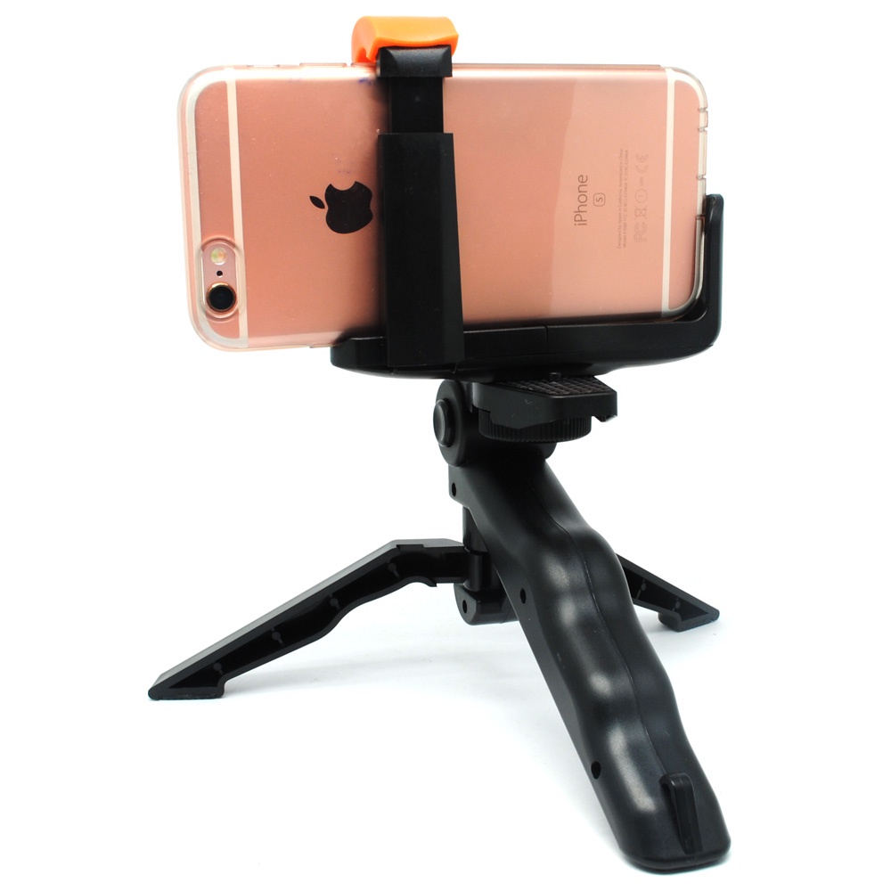 Universal Holder L Clamp Orange Flip for Handphone 6 Inch - Hitam