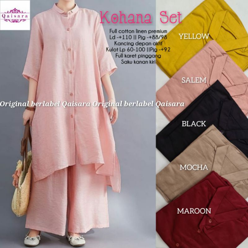 KOHANA SET | Setelan Wanita | Long Tunik | Kulot | Cotton Linen