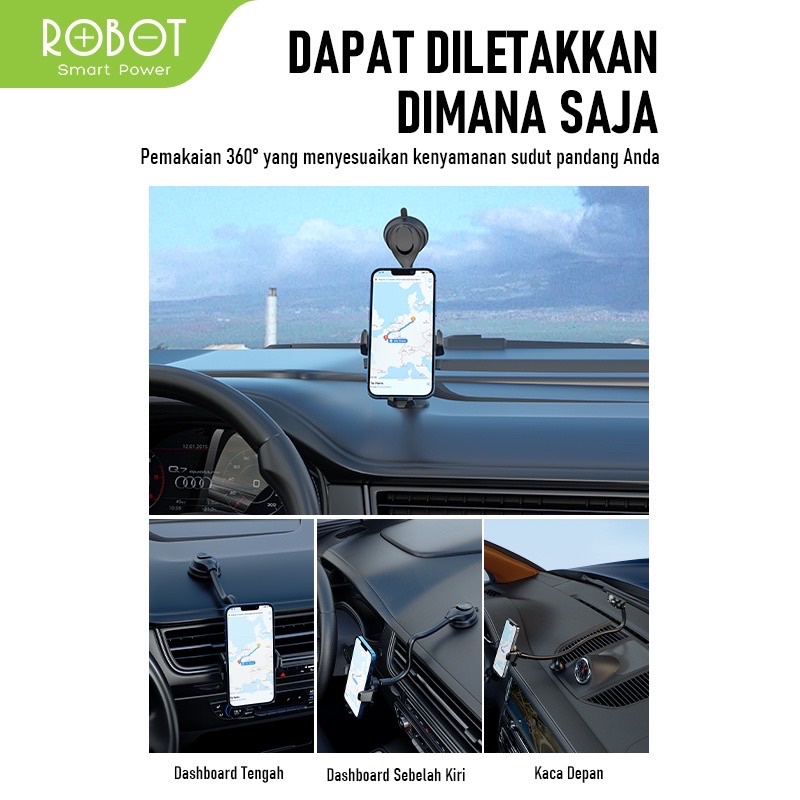 ROBOT Universal Car Holder RT-CH17 30CM Alumunium Tube with Stent - Garansi Resmi 1 Tahun