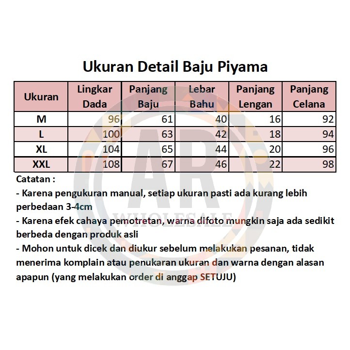 Baju Tidur Piyama Set/Piyama Wanita Import/Baju Piyama Lengan Pendek/Short Sleep Wear A1-A10-2