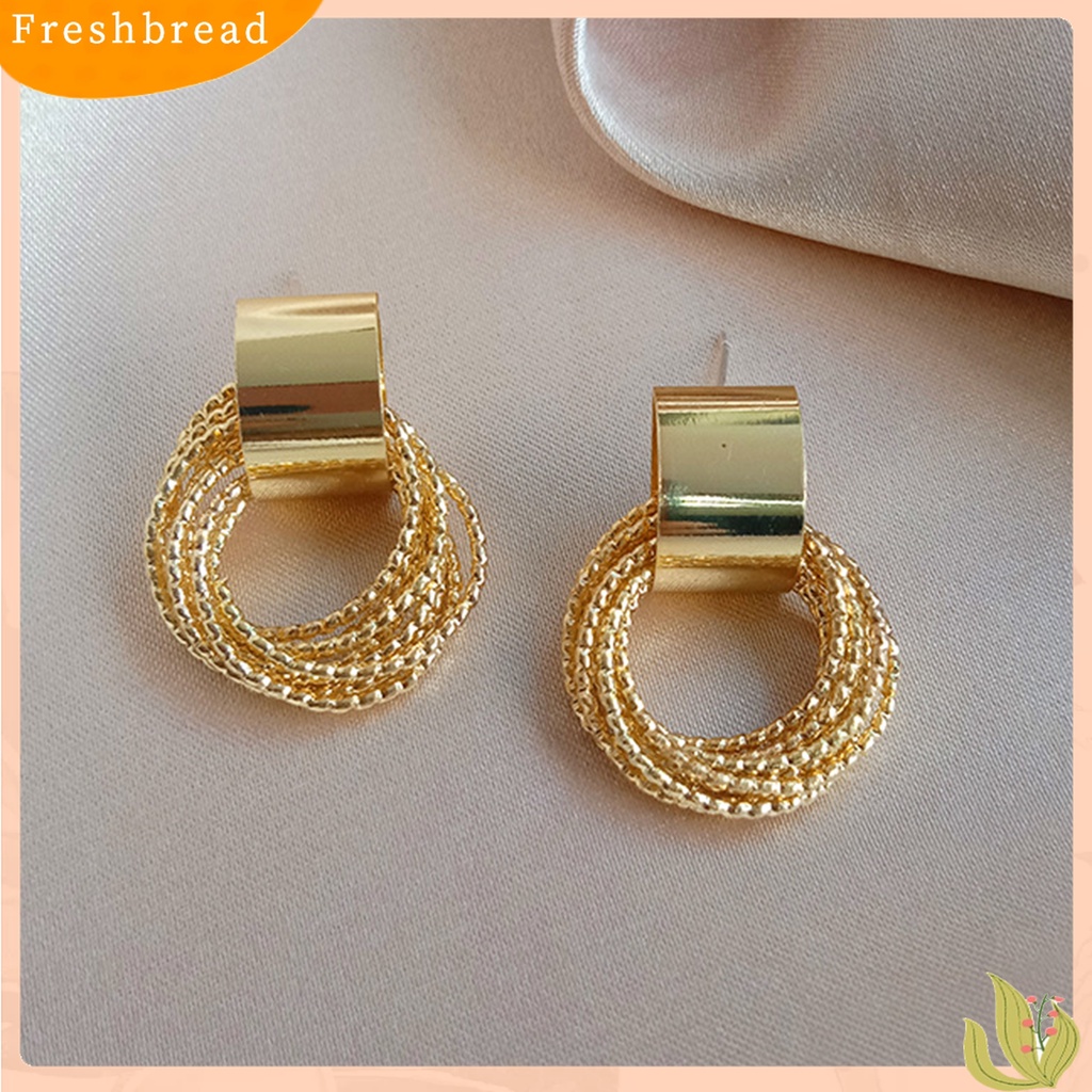 Terlaris 1 Pair Exquisite Women Multilayer Circle Golden Ear Stud Earring Jewelry Accessory