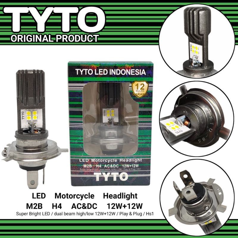 bohlam lampu LED depan TYTO M2B H4 AC DC 2 sisi Scoopy fi cb150 r Byson Vixion old new nvl nva ninja