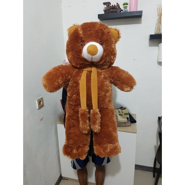 BONEKA TEDDY BEAR TOPI SYAL UKURAN XL BAHAN KUALITAS IMPORT LABEL SNI