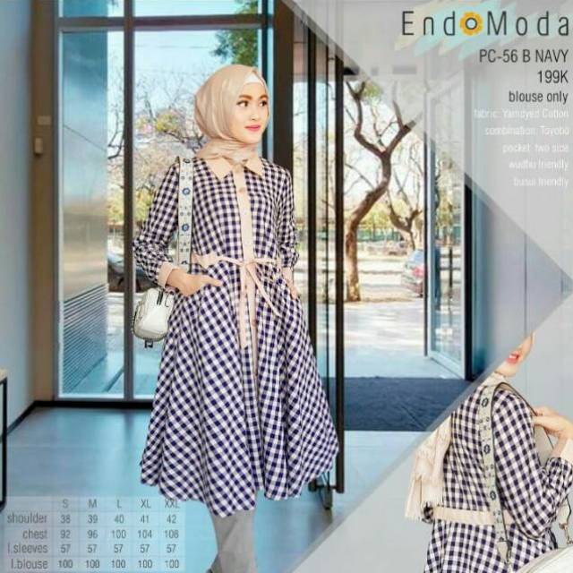 Blouse Endomoda PC 56 Navy / Atadan Muslim Wanita size xxl