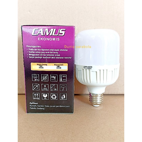 LAMPU LED 20 WATT TABUNG MERK CAMUS NYALA PUTIH TERANG SNI