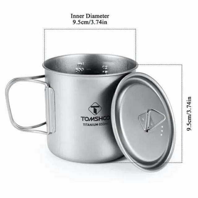 Tomshoo titanium 650ml ultralight portable pot mug cup camping outdoor gas canister