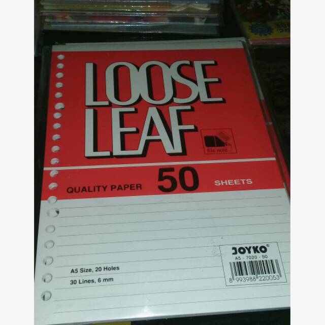 

PAPER LOOSE LEAF PUTIH ISI 50 A5 ISI BINDER A5