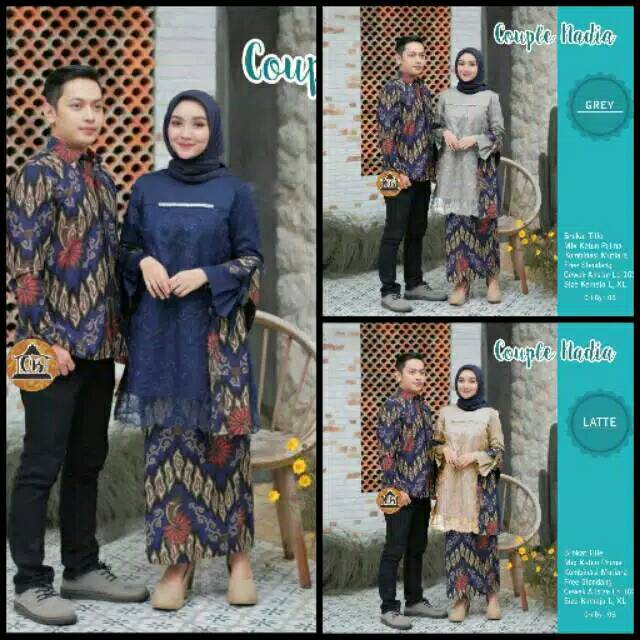 BATIK COUPLE NADIA  SELENDANG MUTIARA sania ruffle - adila couple brokat modern batik modern - BS066