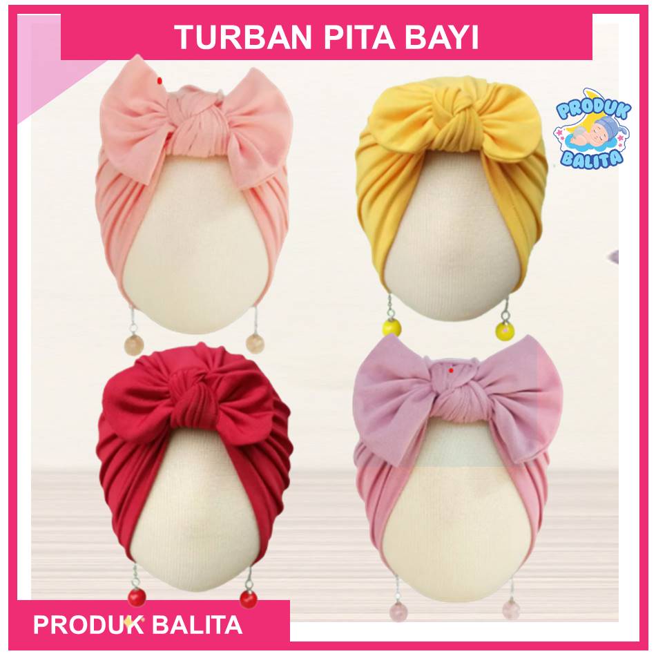 Turban Bayi Pom-pom Turban Anak Pita Acsesoris Kepala Bayi New Born