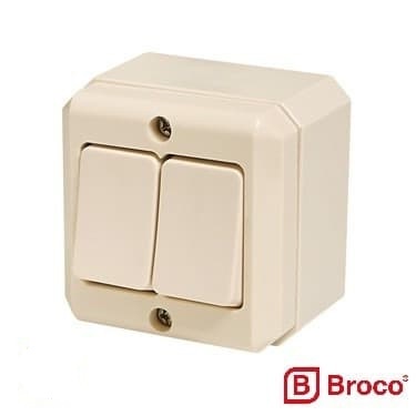 Saklar Engkel Broco Ob 2 Segi Double Switch Outbow Tempel - Cream