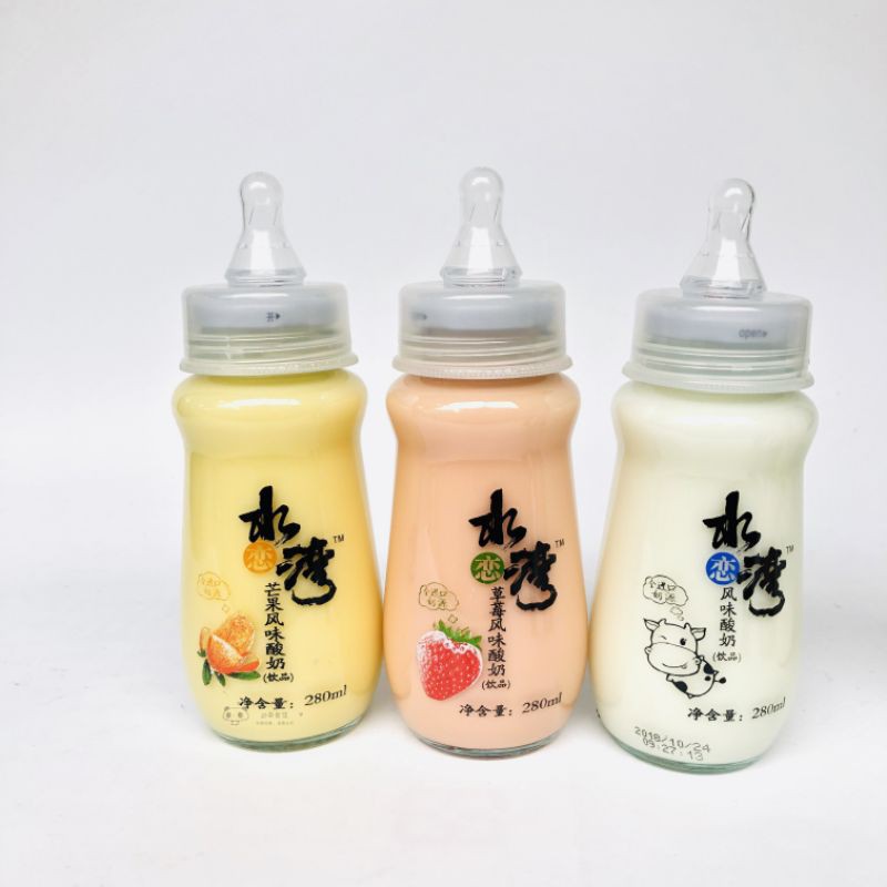 水湾酸奶 奶瓶酸奶 yogurt botol susu + dot kaca 280ml Wajib Milih Tambahan Bubble Wrap