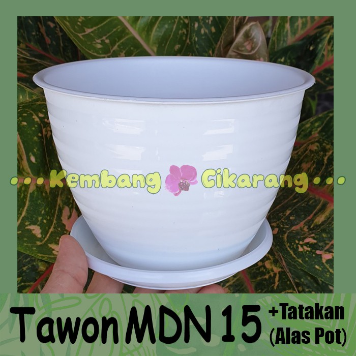 (1 set)  MDN 15 DENGAN ALAS 1set pot model tawon diameter 15cm termasuk tatakan