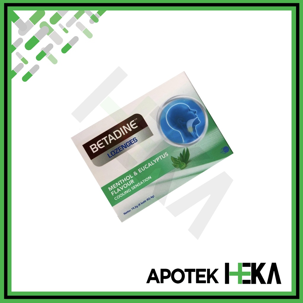 Betadine Lozenges Menthol &amp; Eucalyptus Sakit Tenggorokan Box 8 Tablet (SEMARANG)