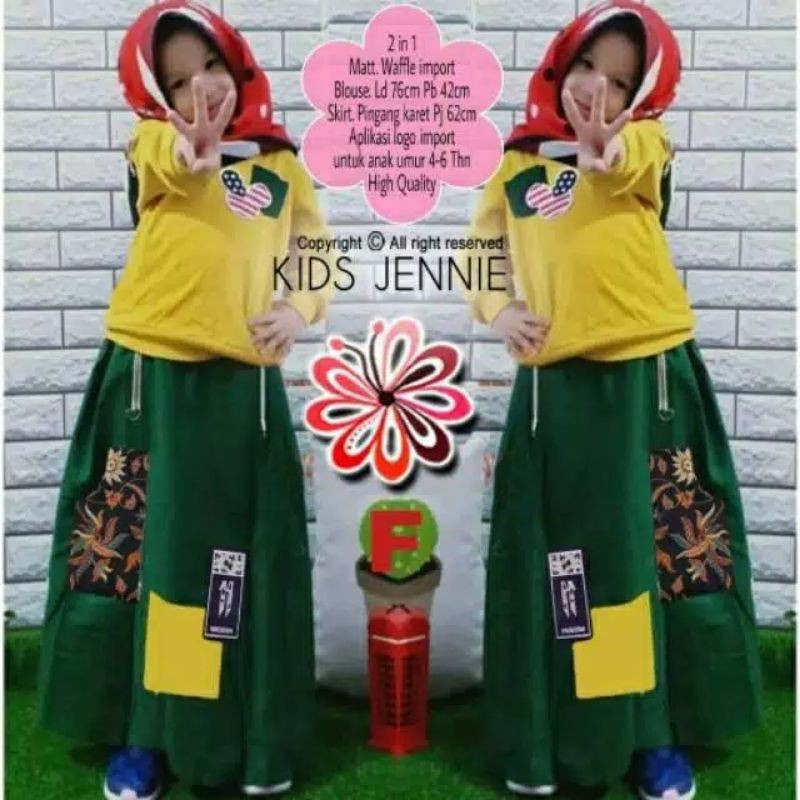 Rdr kid haruka baju anak perempuan set busana muslim umur 6-7 tahun baju anak ngaji cantik