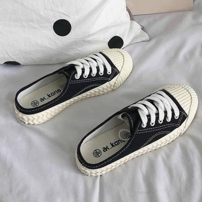 Free BOX Sneakers Low Canvas Sepatu Sneakers Wanita Import Sepatu Kanvas Wanita Kasual Polos Tali Premium Quality NS8037