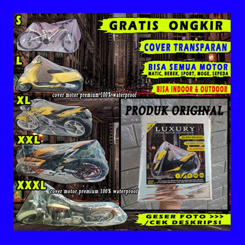 Cover Sarung Motor Transparan Bening Selimut Plastik Tutup Motor NMAX PCX VARIO