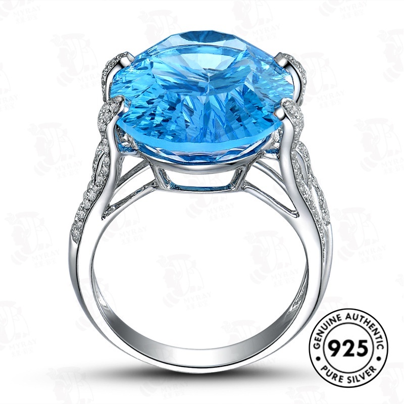 Cincin Sapphire Bahan S925 Silver Untuk Wanita