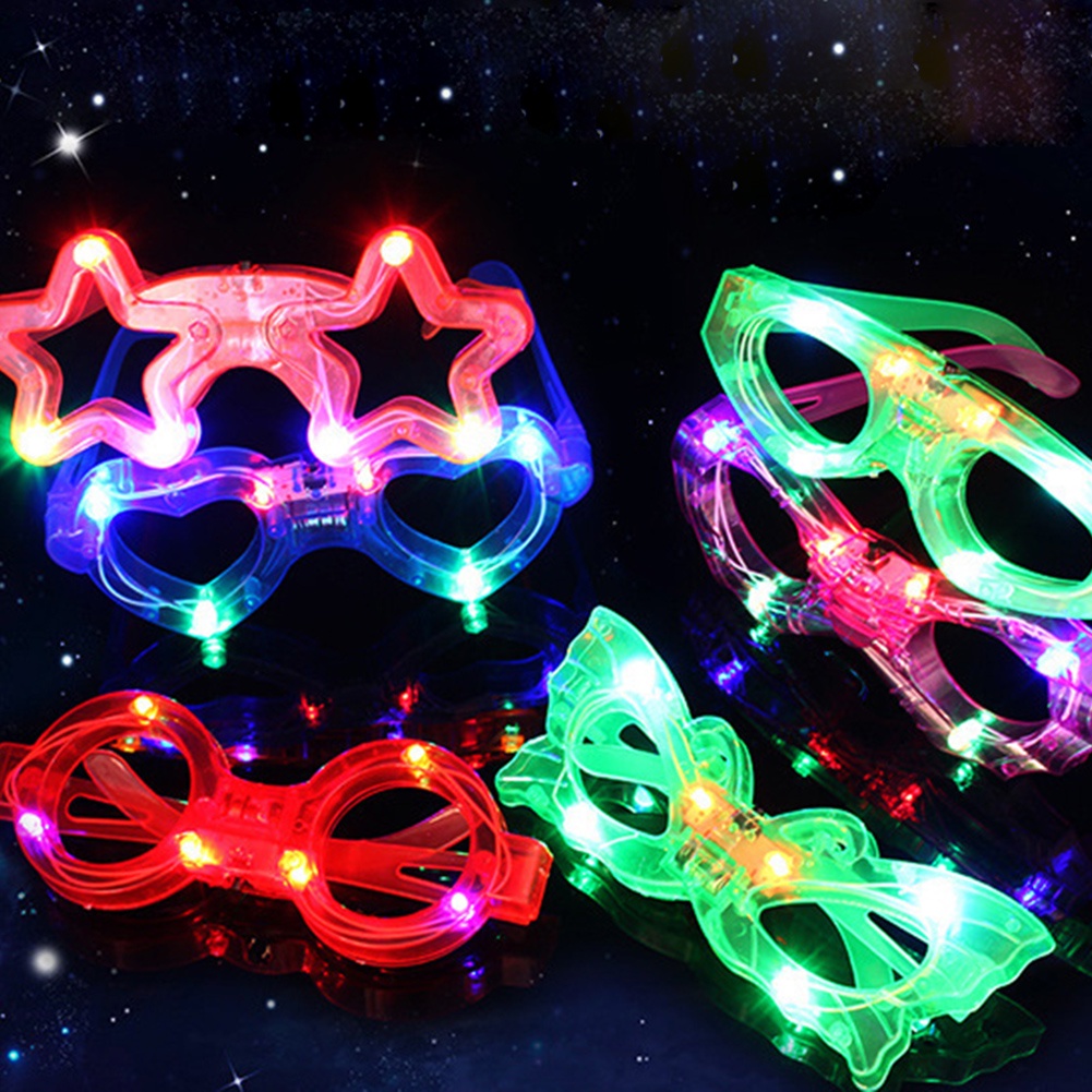 Kacamata Glitter LED Glow in the Dark Untuk Pesta